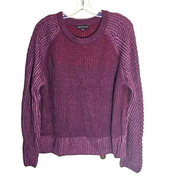 Love‎ Ellie NWOT Women's Sweater XL Two-Toned Purple Red Crewneck Winter - Picture 1 of 9